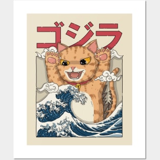 Catzilla In The Great Wave Posters and Art